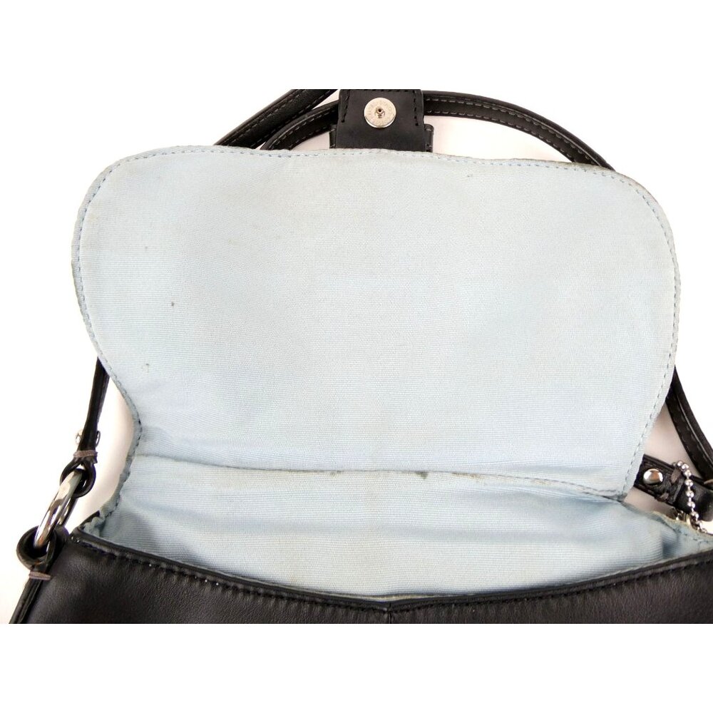 Coach Black Leather Small Flap Crossbody Shoulder Bag - Picture 8 of 12
